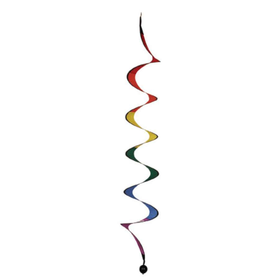 8 in. Spiral Twister - Rainbow hanging in a vibrant garden, showcasing colorful spirals designed to twirl in the breeze.