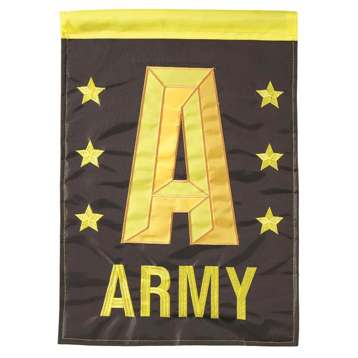 Professional Army banner flag, 29x42 double applique design, outdoor house flag with bold layered stitching, military tribute, readable on both sides.