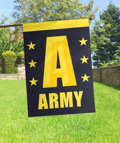 Professional Army banner flag, 29x42 double applique design, outdoor house flag with bold layered stitching, military tribute, readable on both sides.