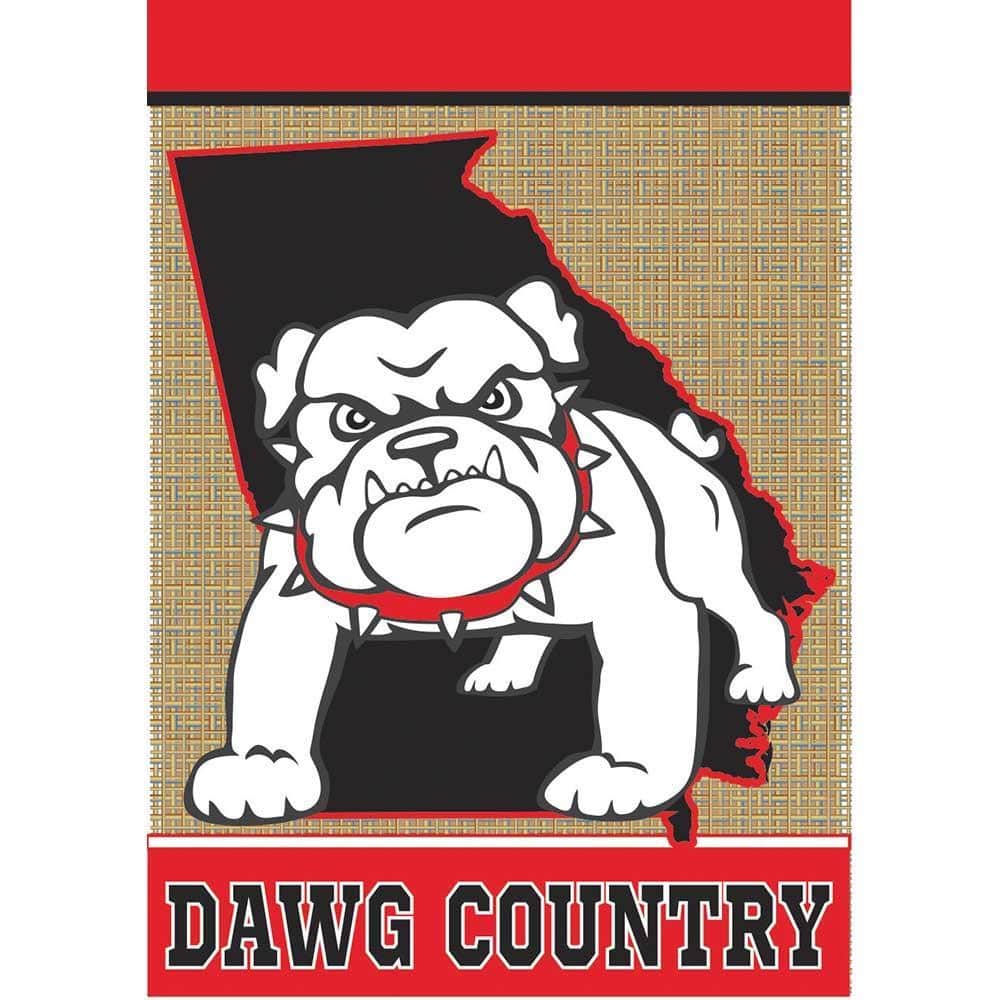 Dawn Country Burlap Banner Flag on a porch pole showing layered burlap texture, double applique country dawn motif, and reinforced stitching on a 29x42 banner-sized flag