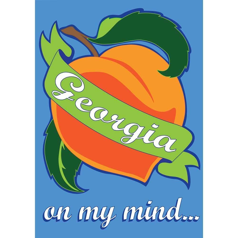 Georgia On My Mind 29x42 double applique banner flag displayed on a front porch, layered lettering readable on both sides with top pole sleeve.