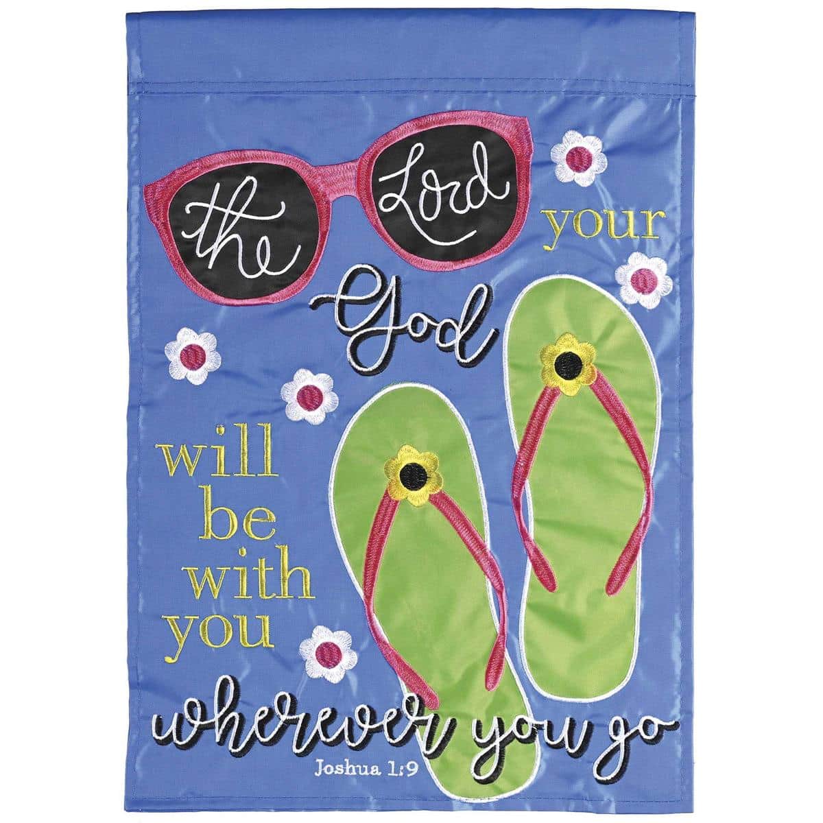 13x18 God Will Be With You scripture garden flag double applique outdoor inspirational design.