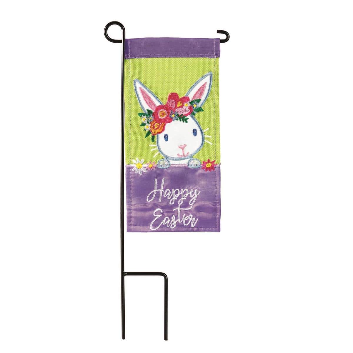 Mini Easter garden flag 4x8 inches for small spaces, pastel spring accent for porch, balcony, mailbox, or indoor tiered tray display