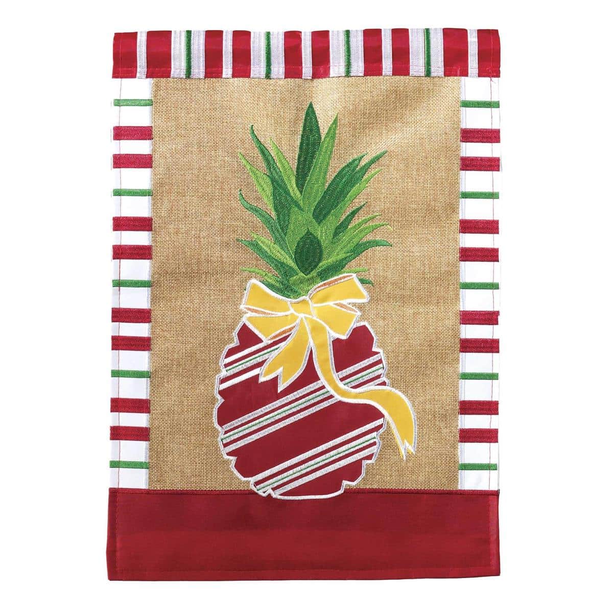 13x18 pineapple blank burlap garden flag with double applique pineapple motif and rustic welcome style for Christmas porch display