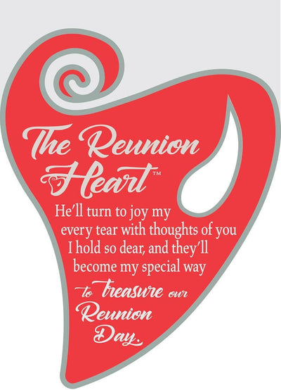 Reunion Heart Burlap Garden Flag 13x18 double applique bereavement garden flag with rustic burlap texture and layered heart motif displayed on a small garden pole near flowers and memorial stones.