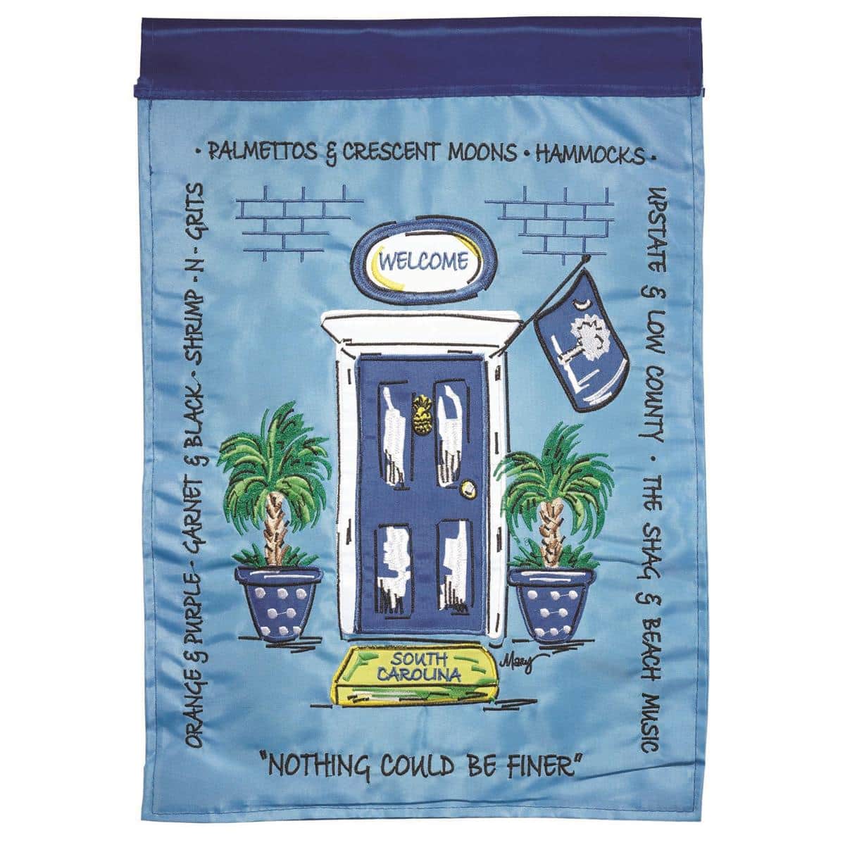 13x18 South Carolina garden flag double applique - regional front door decor on a small pole showing state motif and rich colors