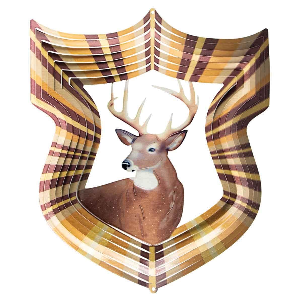 12-inch white-tailed deer metal spinner creates a mesmerizing animated effect, adding vibrant color and dynamic motion to your garden, patio, or outdoor decor with a wildlife design.