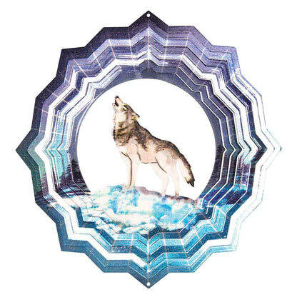 12-inch wolf metal spinner creates an animated effect, adding bold color and dynamic motion to your garden, patio, or outdoor decor with a powerful wolf design.