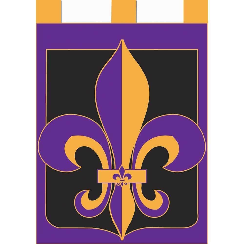 Spirit Fleur-De-Lis double applique 29x42 banner flag on pole sleeve showing layered fleur-de-lis emblem and reinforced hem for outdoor display.