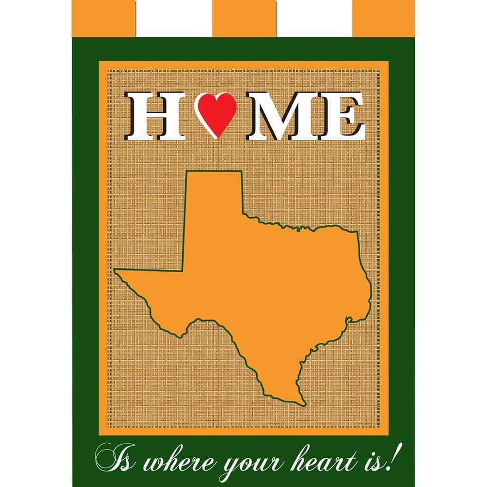 Green and gold Texas Home garden flag 13x18 double applique with Lone Star and state silhouette - decorative outdoor flag for porch or yard