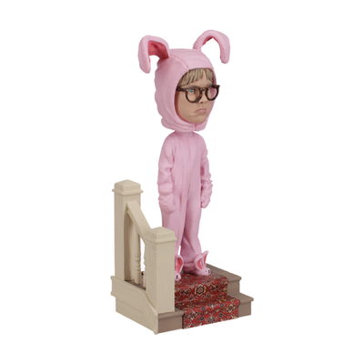 A Christmas Story Ralphie in Bunny Suit Bobblehead, a 7-inch collectible featuring Ralphie's pink bunny pajamas and memorable expression.