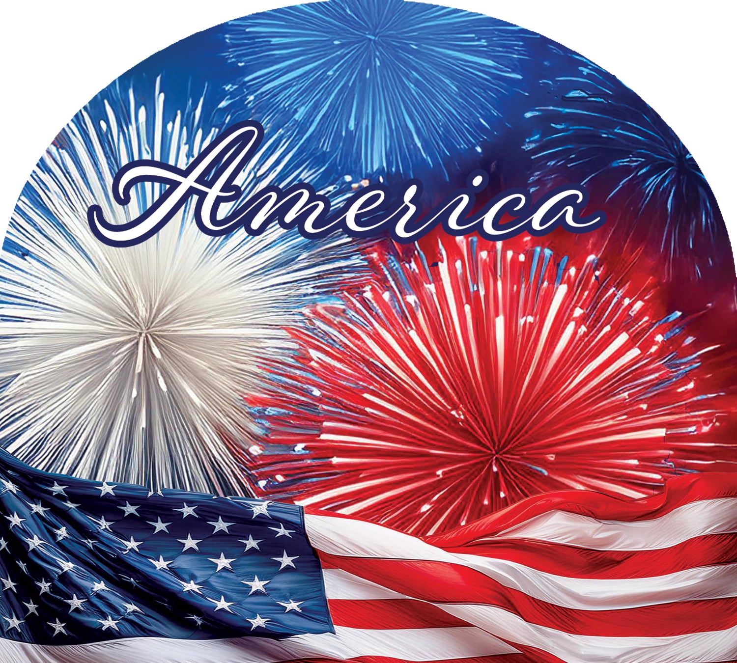 America Fireworks Arbor Mate, a colorful interchangeable garden panel measuring 9.25x7.5 inches, showcasing a festive fireworks design.