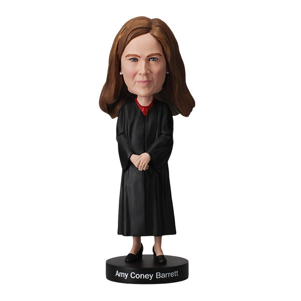 Amy Coney Barrett bobblehead featuring detailed hand-painted likeness of the Supreme Court justice, perfect for collectors and political enthusiasts.
