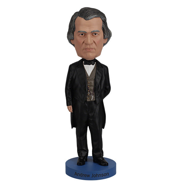 Andrew Johnson bobblehead featuring intricate detailing, hand-painted finishes, and authentic attire, representing the 17th president of the USA.