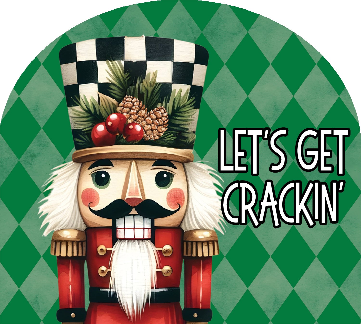 Arbor Mate-Checkered Nutcracker garden decoration in vibrant colors displayed outdoors, perfect for Christmas cheer.