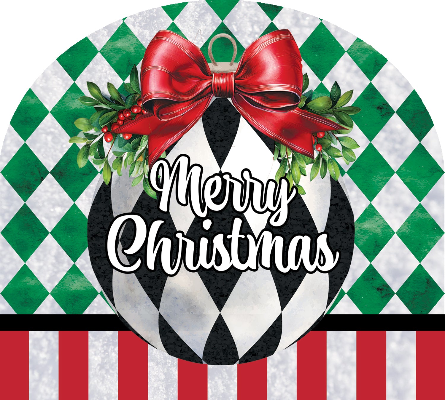 Arbor Mate-Diamond Ornament in diamond shape displayed in an outdoor garden setting, enhancing festive Christmas decor.