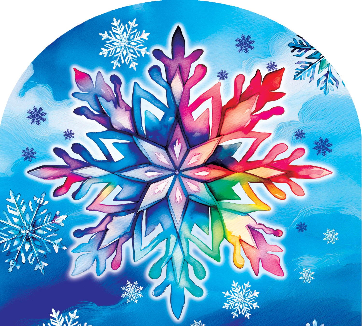 Arbor Mate 'Let it Snow' panel displayed in a garden setting, showcasing a cheerful winter design for seasonal decoration.