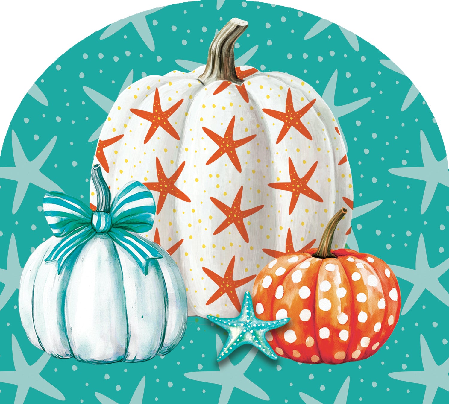Arbor Mate-Starfish Pumpkin PVC panel featuring starfish design, displayed in an outdoor garden setting for fall decor.