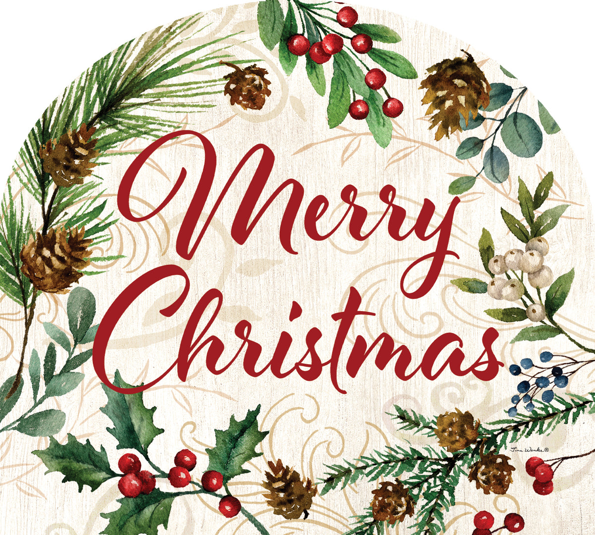 Arbor Mate Very Merry garden panel displayed in a festive outdoor setting, showcasing vibrant colors and holiday-themed design.