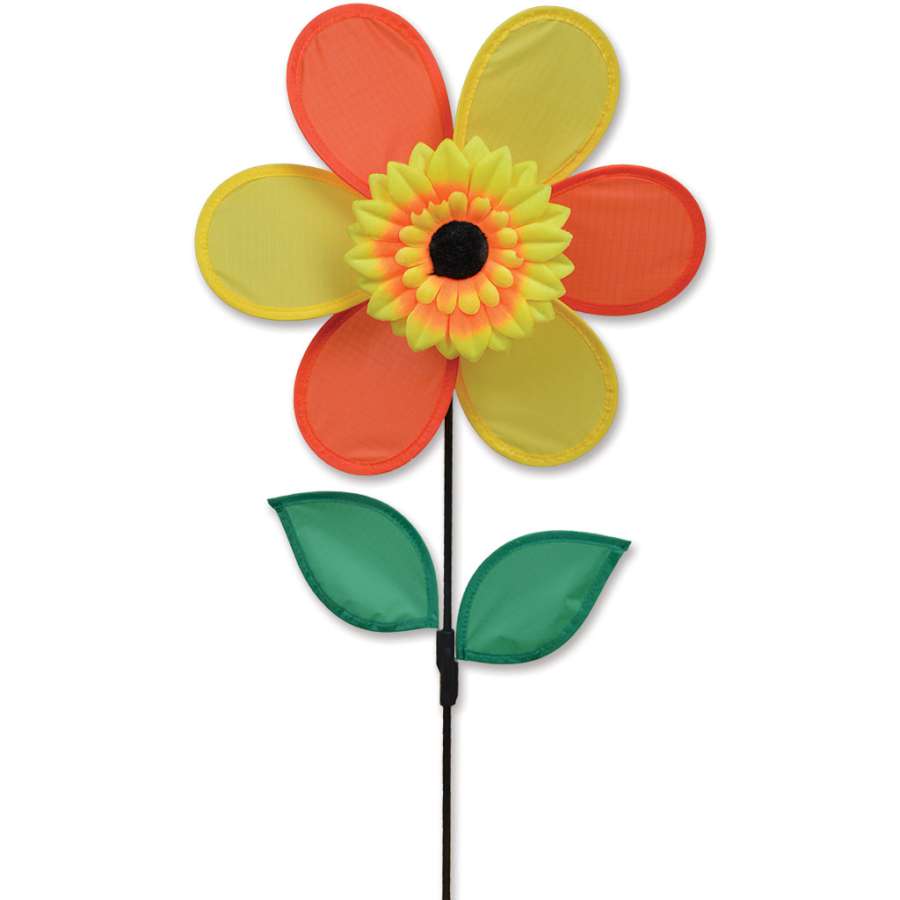 Autumn Sunflower Spinner featuring rotating petals in bright yellow and brown, designed for outdoor garden decoration.
