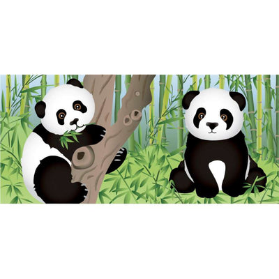 Whimsical Baby Pandas windsock with colorful panda designs fluttering in the wind in an outdoor garden setting.