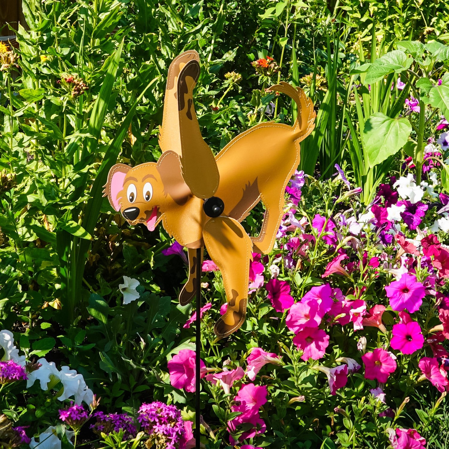 Alt text: Baby Puppy Whirligig garden spinner featuring an adorable puppy design, brightly colored and spinning in an outdoor setting, ideal for pet lovers.