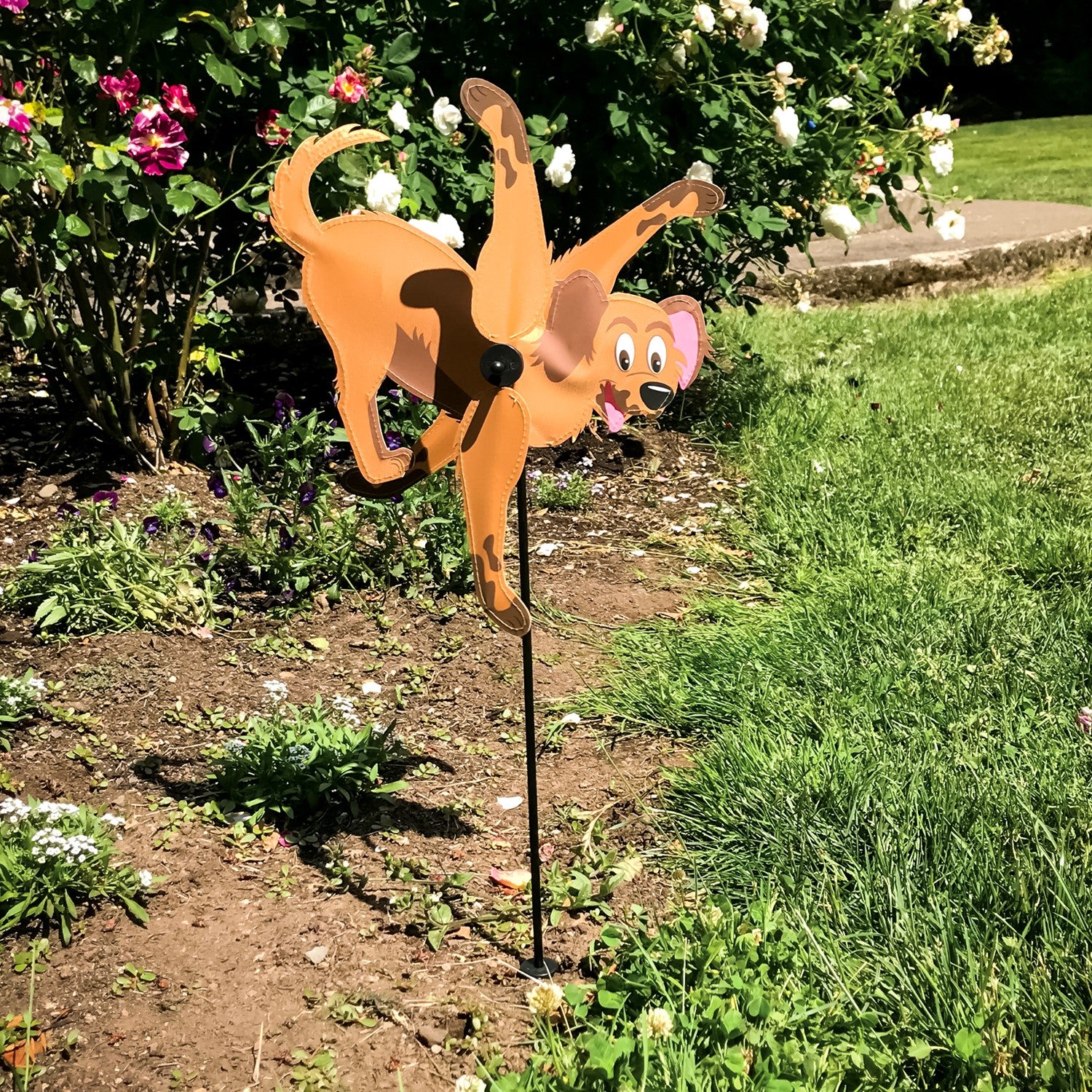 Alt text: Baby Puppy Whirligig garden spinner featuring an adorable puppy design, brightly colored and spinning in an outdoor setting, ideal for pet lovers.