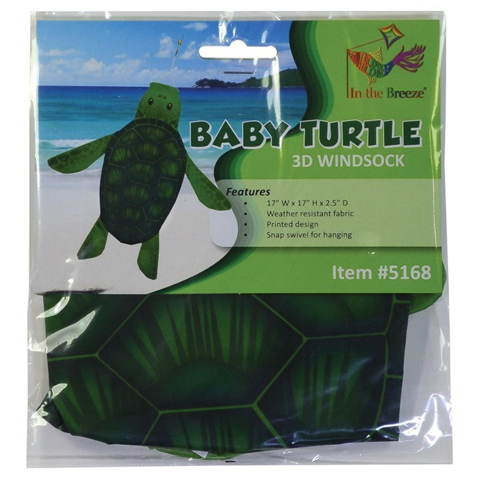 Baby Sea Turtle 3D Windsock featuring vivid colors and playful design, gently swaying in the breeze, perfect for marine-themed decor.