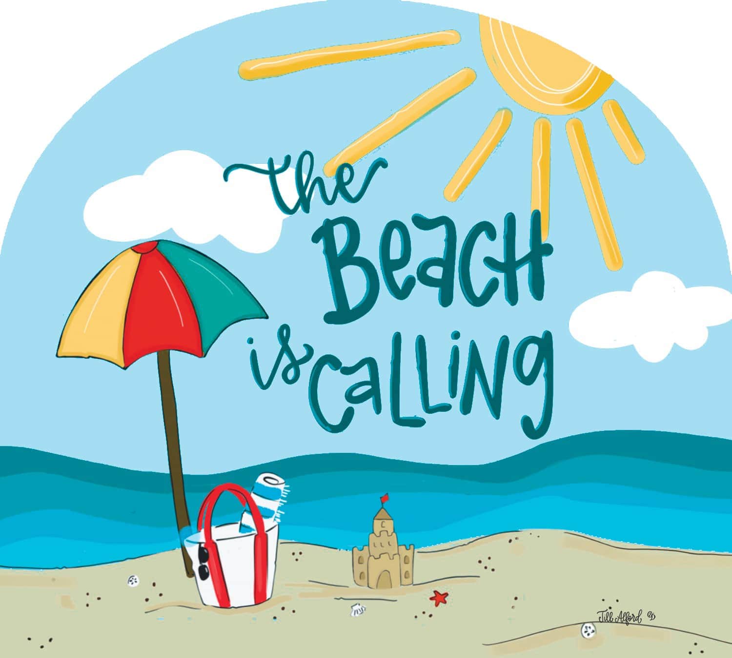 Beach Calling Arbor Mate 9.25" x 7.5" PVC panel, durable and weatherproof, perfectly fits the Arbor Mate Holder for coastal outdoor décor.