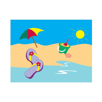 Colorful Beach Scene 40" Windsock with surfboards and whimsical tails on display, adding a coastal vibe to any outdoor setting.