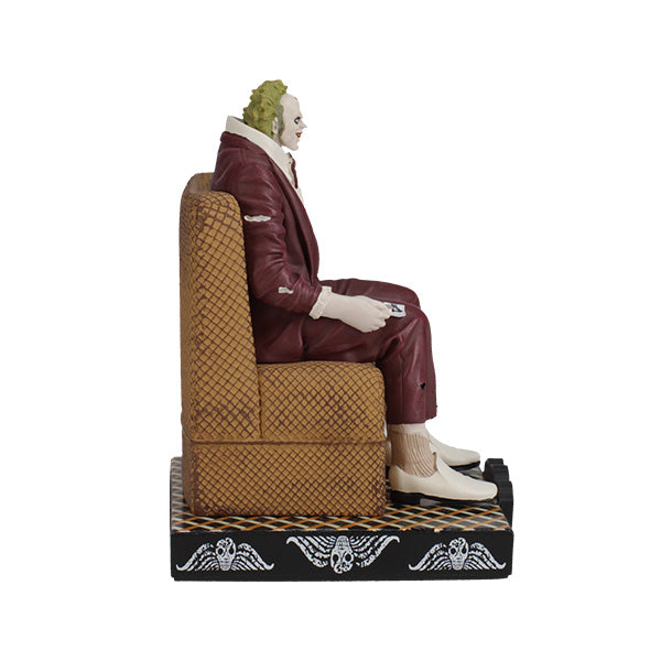 Beetlejuice Shrunken Head Bobblehead, capturing the iconic character with vibrant colors and fine detail, showcased in a collector's box.