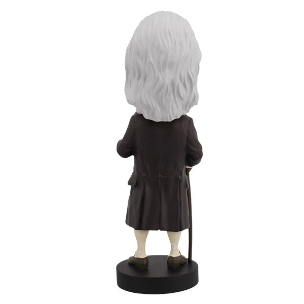 Ben Franklin V2 bobblehead, an 8-inch lifelike representation of the Founding Father, beautifully hand-painted in a detailed collector's box.