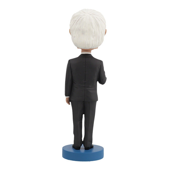Bernie Sanders Bobblehead, approximately 7 inches tall, features intricate details and lifelike colors, perfect for political enthusiasts and collectors.