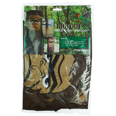 Bigfoot 50" Breeze Buddy windsock swaying in the outdoor breeze, showing its playful design and embroidered details, perfect for outdoor decor.