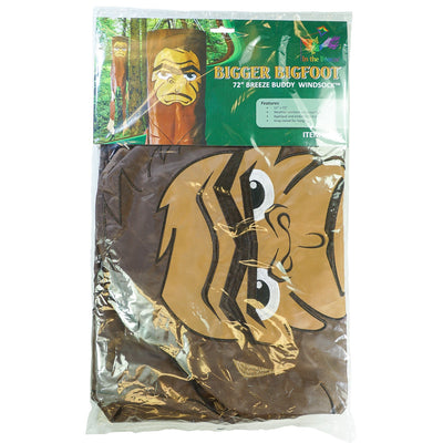 Bigger Bigfoot 72-inch Breeze Buddy, a life-sized Sasquatch windsock made of colorful weather-resistant polyester, swaying in the breeze.
