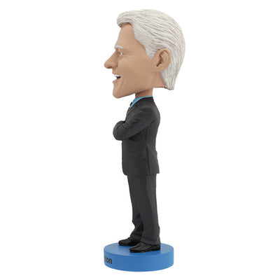 Bill Clinton Bobblehead standing 8 inches tall, featuring detailed likeness and colorful base, ideal for collectors and political memorabilia fans.