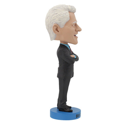Bill Clinton Bobblehead standing 8 inches tall, featuring detailed likeness and colorful base, ideal for collectors and political memorabilia fans.