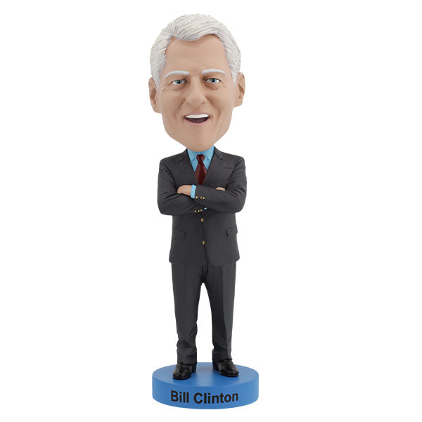 Bill Clinton Bobblehead standing 8 inches tall, featuring detailed likeness and colorful base, ideal for collectors and political memorabilia fans.