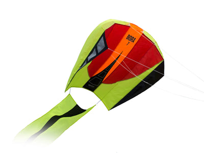 Compact parafoil kite with a flowing 16-foot tail, frameless construction, and ready-to-fly design for portable outdoor adventures.