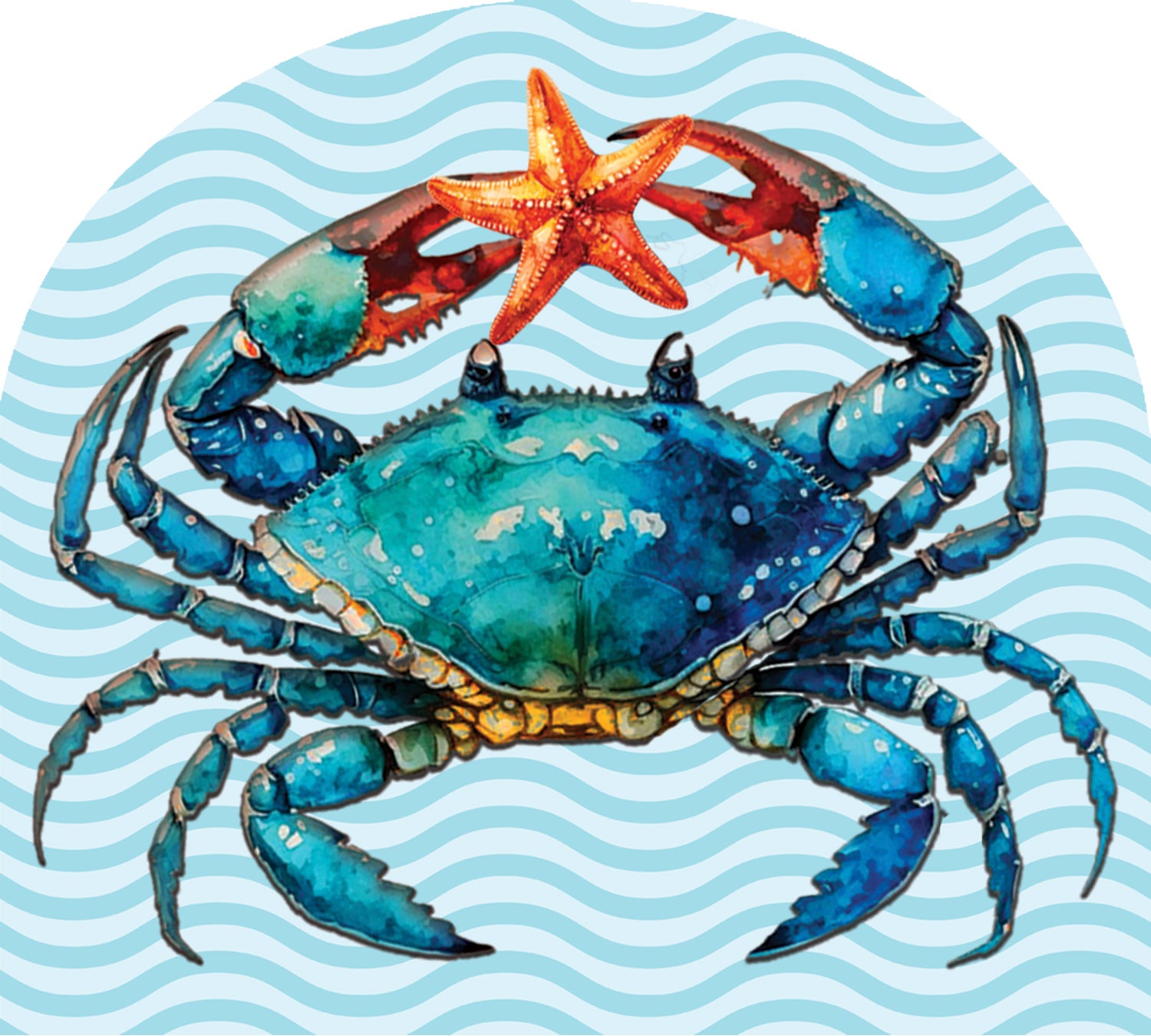 Blue Crab and Anchor Arbor Mate panel, crafted from durable PVC, featuring intricate designs of a crab and anchor for outdoor decor.