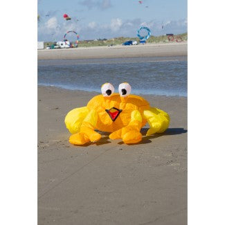 Bouncing Buddy Billy the Crab Orange made from ripstop nylon, designed to bounce in the wind as a kite accessory or ground-staked outdoor decoration.