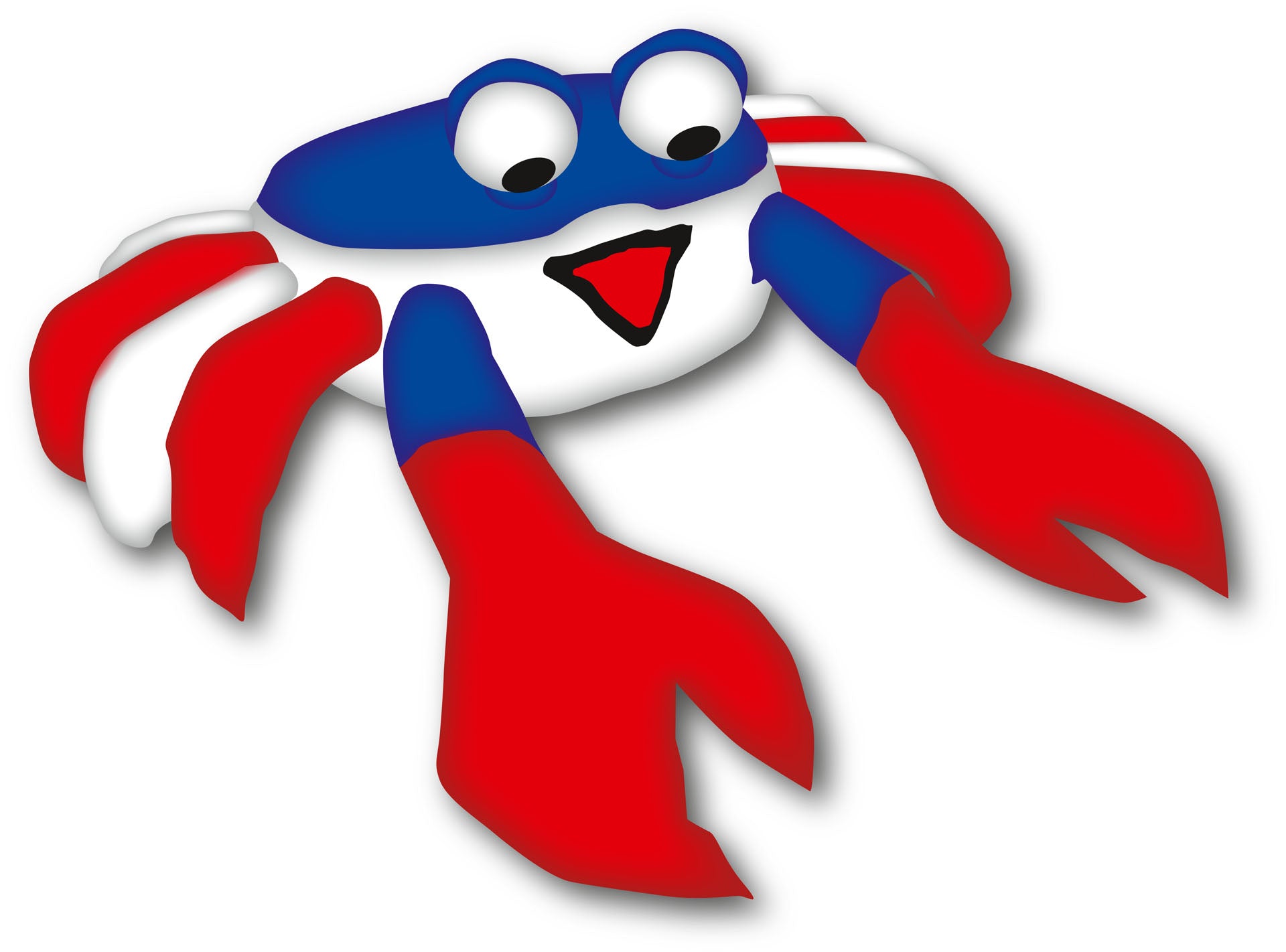 Large bouncing crab kite accessory in patriotic red, white, and blue designed to hop and move in the wind for lively beach and lawn displays.