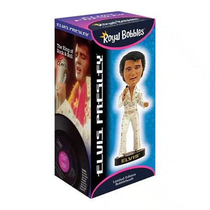 Elvis Aloha from Hawaii bobble head crafted from heavy poly resin, hand-painted with a unique serial number and packaged in a collector’s box.