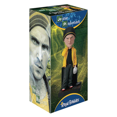 Breaking Bad Jesse Pinkman bobblehead standing 7 inches tall, hand-painted in high-quality polyresin showcasing Jesse's iconic style and expression.