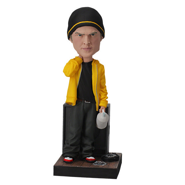 Breaking Bad Jesse Pinkman bobblehead standing 7 inches tall, hand-painted in high-quality polyresin showcasing Jesse's iconic style and expression.