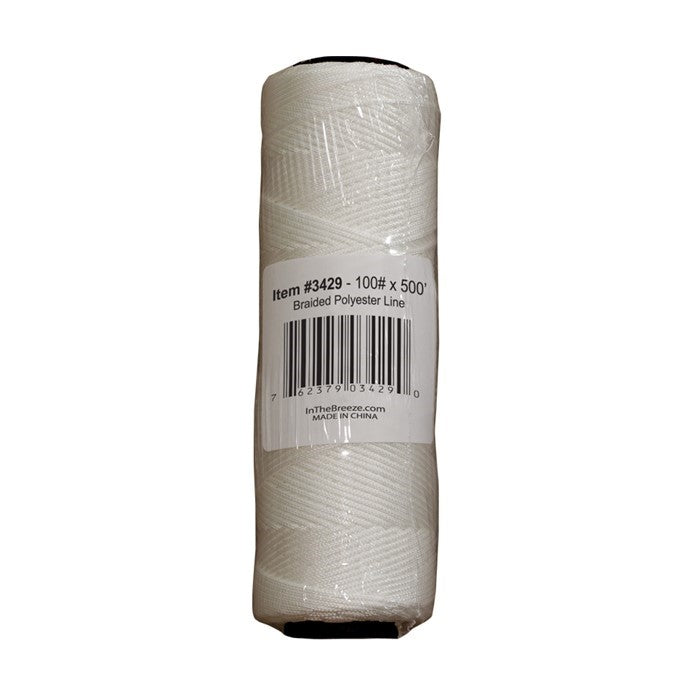 Bulk Braided Line in a spool, 100-pound kite line of 500 feet, showcasing quality braided material for superior strength and performance.