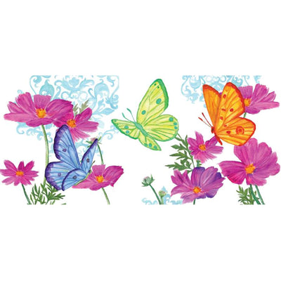 Butterfly Trio windsock featuring colorful butterfly designs gently swaying in the breeze, enhancing a vibrant garden setting.
