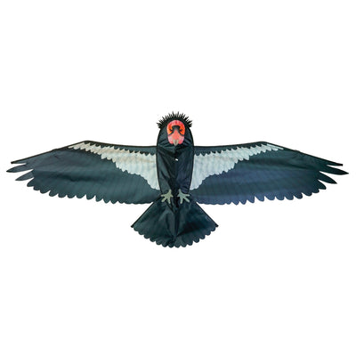 Realistic 84-inch California condor kite soaring in clear blue sky, showcasing detailed wings and applique talons against a backdrop of nature.