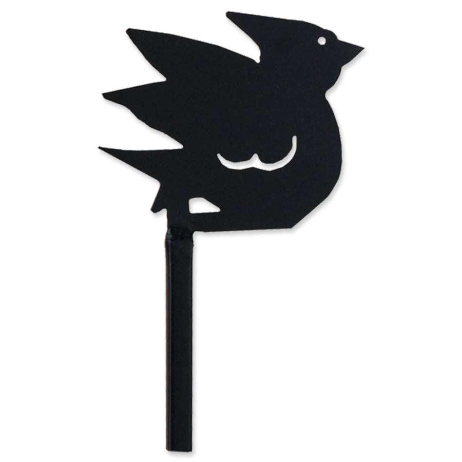 Cardinal Flag Finial displayed atop a garden flag pole, showcasing intricate detail and vibrant colors in an outdoor setting.