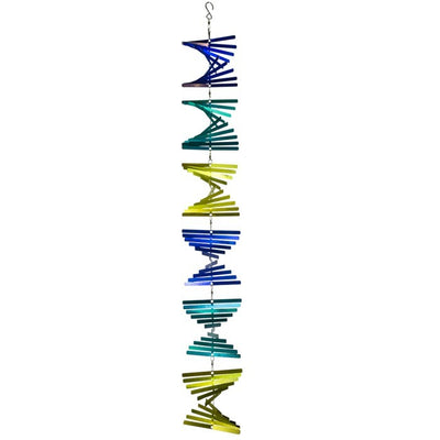 Cascade Stacked Shimmer Helix Spinner in captivating colors, spinning elegantly in the wind, designed for outdoor and indoor decor.